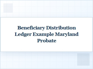 Maryland Probate Estate Distribution Ledger Example
