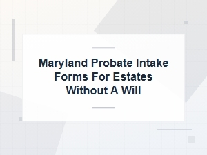 Maryland Probate Intake Forms for Intestate Estates